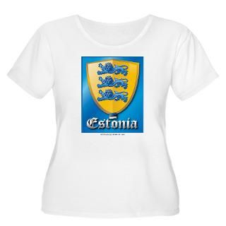 Estonia Crest Womens Plus Size Scoop Neck T Shirt