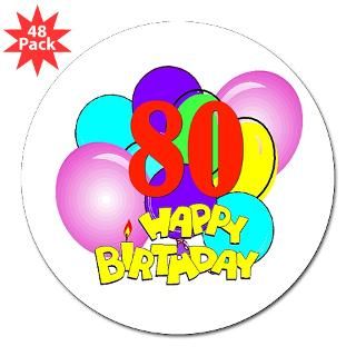 80th birthday 3 lapel sticker 48 pk $ 39 97