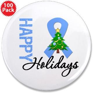 Awareness Buttons  Lt. Blue Ribbon Christmas 3.5 Button (100 pack