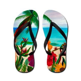 Artwork Gifts  Artwork Bathroom  Tropical floral beach Flip Flops