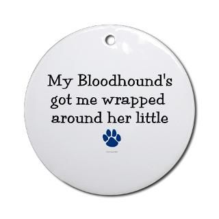 Wrapped Around Her Paw (Bloodhound) Ornament (Roun for $12.50