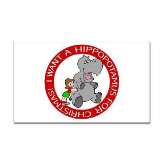 Hippopotamus For Christmas Rectangle Decal for $4.25