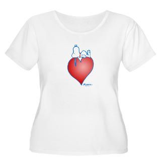 Snoopy Heart Womens Plus Size Scoop Neck T Shirt