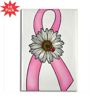 Pink Ribbon, Daisy & Ladybug Rectangle Magnet (10