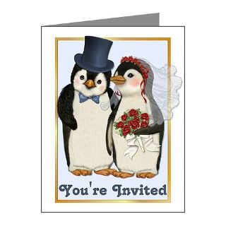 Note Cards  Penguin Wedding   Invitation Note Cards (Pk of 20