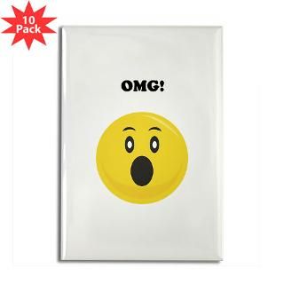 OMG Smiley Face Attitude Rectangle Magnet (10 pack