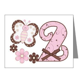 Note Cards  Pink Butterfly 2nd Birthday Invitations (Pk of 20