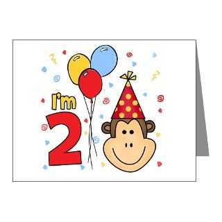 Gifts  2 Note Cards  Monkey Face 2nd Birthday Invitations (Pk of 20