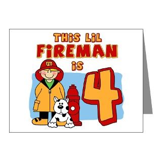 4Th Birthday Note Cards  Fireman 4th Birthday Invitations (Pk of 20