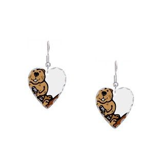 Animal Gifts  Animal Jewelry  Country Style Beaver Earring Heart