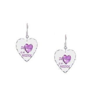 Sport Gifts  Sport Jewelry  Swimming Passion Earring Heart Charm