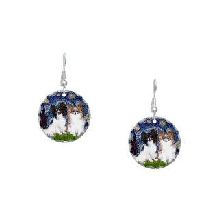 Dog Art Gifts  Dog Art Jewelry  Starry / 2 Papillons Earring Circle