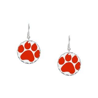 Canine Gifts  Canine Jewelry  Red Paw Print Earring Circle Charm