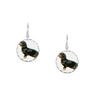 Animals Gifts  Animals Jewelry  Black & Tan Earring Circle Charm
