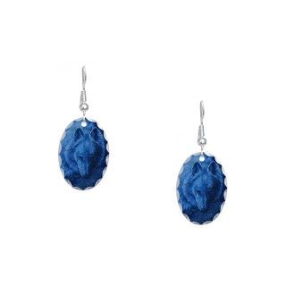 Blue Gifts  Blue Jewelry  Lone Wolf Earring Oval Charm