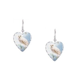 Birds Gifts  Birds Jewelry  Snowy Owl Earring Heart Charm