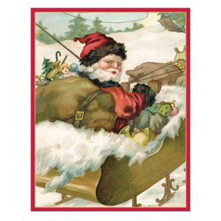 Caspari Santa in Sleigh Christmas Cards