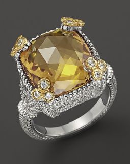 Judith Ripka Small Monaco Ring with Canary Crystal
