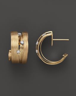 18K Yellow Gold Satin Twist Earrings, .12 ct. t.w.