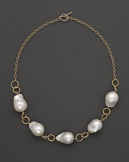 Madison 14K Yellow Gold Heavy Twist Link Baroque Pearl Necklace, 18L