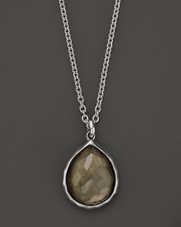 Mini Teardrop Pendant Necklace in Pyrite, 16