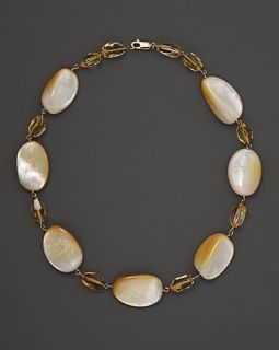 Citrine And Shell 14K Yellow Gold Necklace, 16