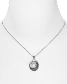 Marcasite Allure Swirl Crystal Pendant Necklace, 16