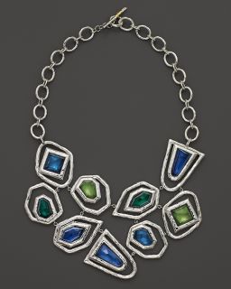  Multi Stone Large Collar Necklace in Blue Green Doublet Combo, 18