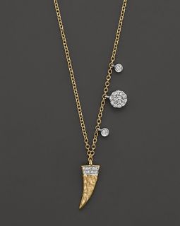 Horn Necklace in 14K Yellow Gold, .19 ct. t.w., 16