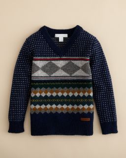 Boys Templeton Intarsia Vneck Sweater   Sizes 8 20