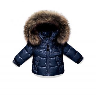 Boys Shiny Fur Trim Down Jacket   Sizes 9 24 Months