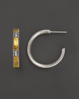 Gurhan Silver and 24K Gold Lancelot Hoop Earrings with Diamonds, .04