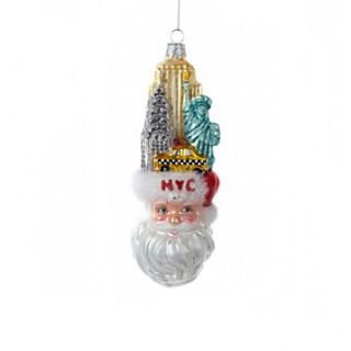 Kurt Adler NYC Santa Head Glass Ornament, 5.25