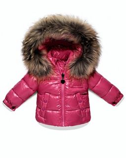 Girls Shiny Fur Trim Down Jacket   Sizes 9 24 Months