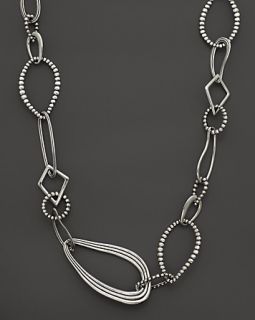 Silver Multi Texture Caviar Link Necklace, 34