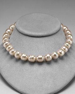 Majorica Baroque Man made Pearl Necklace in Champagne and White, 17