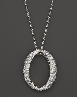 Pendant on Chain Necklace with White Sapphires, 36