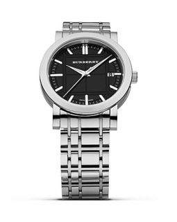 Large Check Bracelet Timepiece with Black Dial, 38 mm