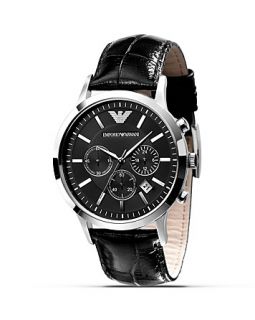 Emporio Armani Slim Black Watch with Leather Strap, 43mm