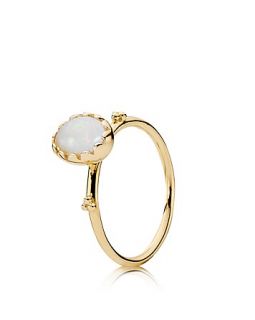 PANDORA Ring   14K Gold & White Opal Cabochon