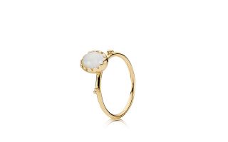 PANDORA Ring   14K Gold & White Opal Cabochon