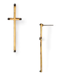 plated long cross earrings price $ 55 00 color gold quantity 1 2 3 4