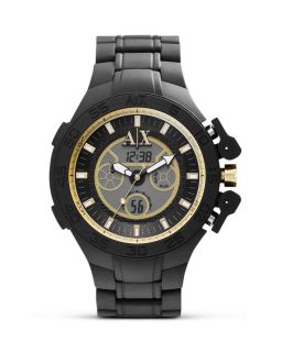 Armani Exchange Black Matte Silicone Chronograph Watch, 50mm