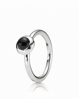 PANDORA Ring   Sterling Silver & Onyx Cabochon Smooth