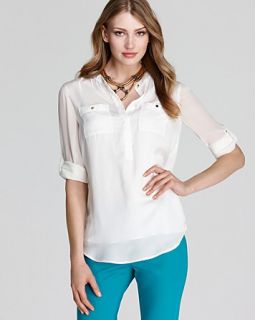 dknyc roll sleeve blouse price $ 79 00 color ivory size select size l