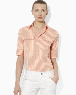 ralph lauren cotton stripe shirt price $ 89 50 color pale melon white