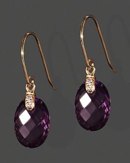 Diamond And Amethyst Earrings In 14K Rose Gold