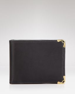 single billfold wallet with gold detail price $ 98 00 color black gold