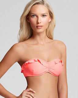 shoshanna ruffle bandeau bikini top price $ 114 00 color neon coral