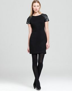 aqua ponte dress leather shoulder price $ 168 00 color black black